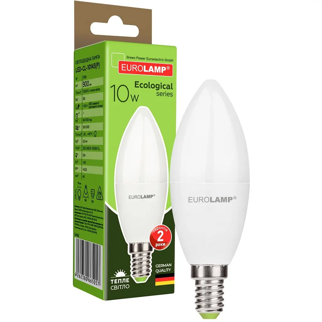 Світлодіодна лампа Eurolamp LED ECO "P" 10W E14 3000K (LED-CL-10143(P)