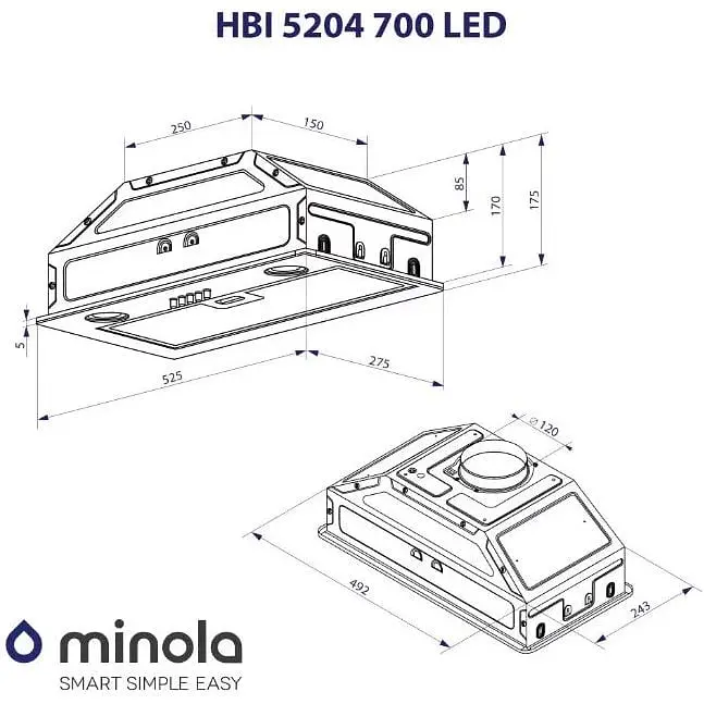 Витяжка вбудована Minola HBI 5204 GR 700 LED - фото 9