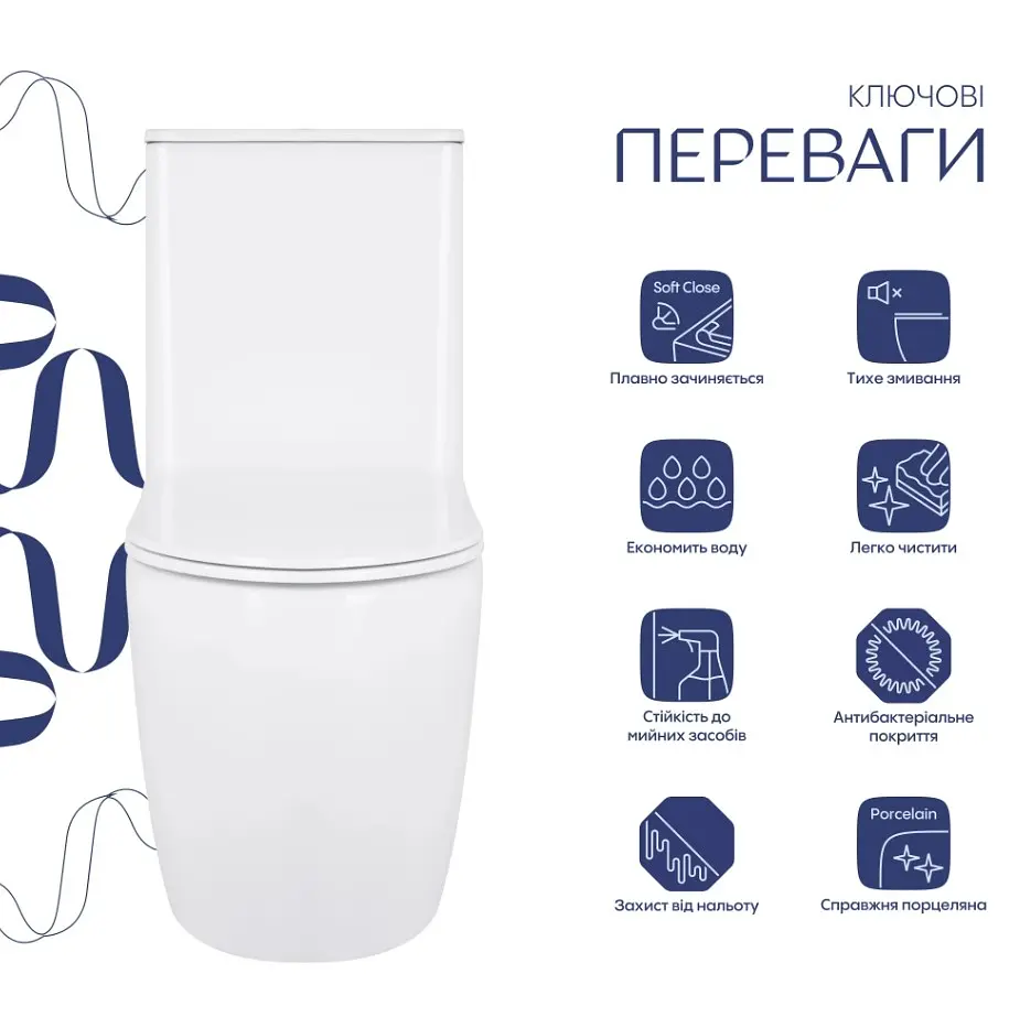Унітаз підлоговий Qtap Robin Ultra Quiet з сидінням Slim Duroplast/ Soft-close/ Quick Release QT13226089AW - фото 2