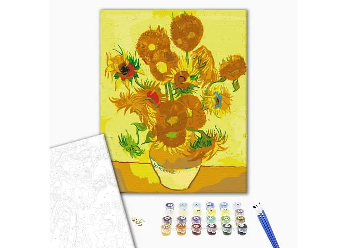 Раскраска по номерам Brushme Подсолнечники Репродукция (40х50) (BS8028) - фото 2