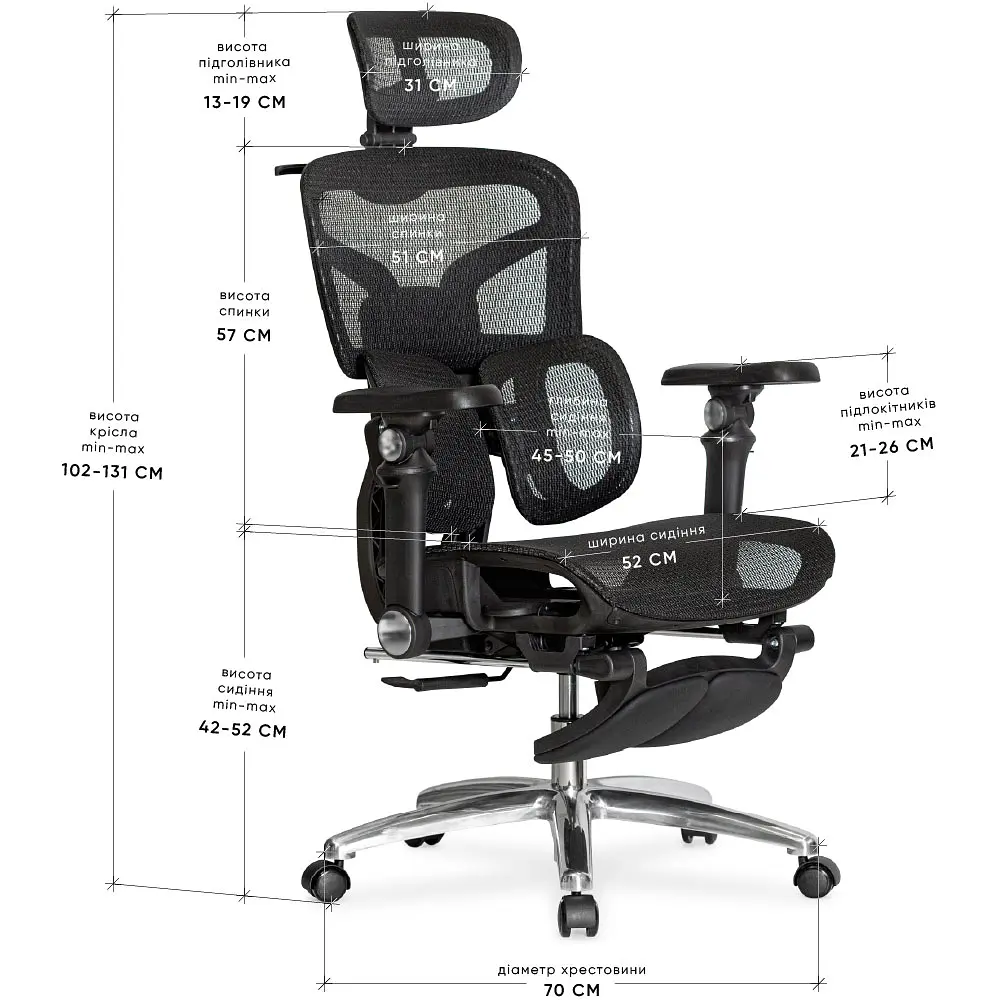 Крісло Mealux S2 Air Plus Black (арт. HF-S2 M/B) - фото 2