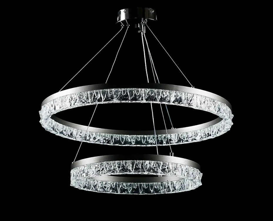 Люстра стельова LED Splendid Ray L133/600+400/2, 50W, чорний та хром, сучасний стиль, регулювання висоти - фото 2