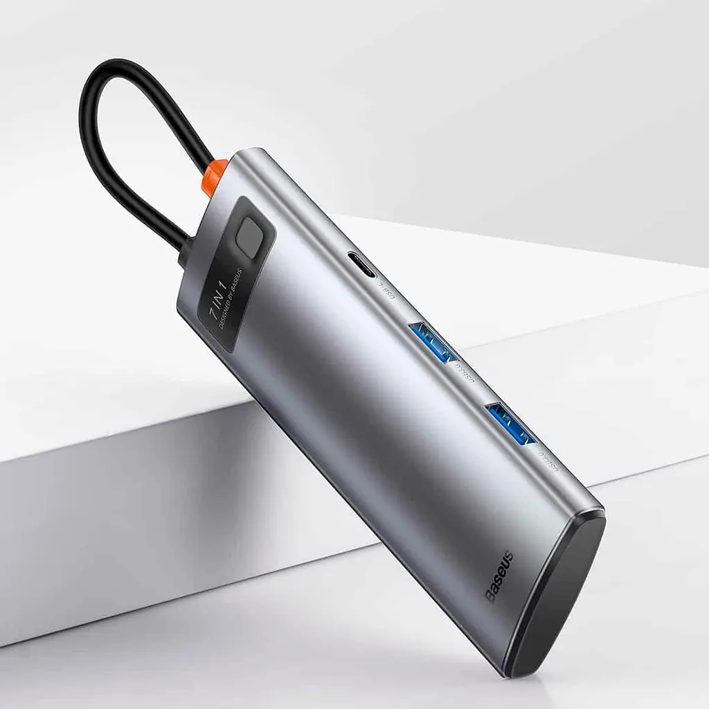 USB-хаб Baseus Metal Gleam Series 7-in-1 Multifunctional Type-C HUB Gray (WKWG020113) [72632] - фото 11