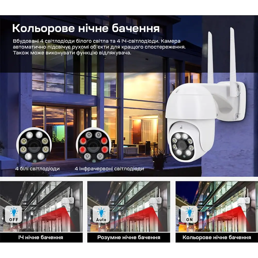 IP PTZ-відеокамера з WiFi 4Mp Light Vision VLC-9248WIA (Tuya) f=3.6mm, ІЧ+LED-підсвічування, з мікрофоном (75-00302) - фото 13