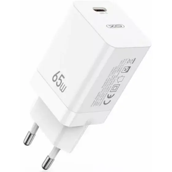 Сетевое зарядное устройство XO CE10 1USB-C PD 65W Charger + Lightning cable White - фото 2