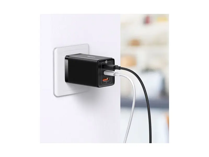 Зарядний пристрій BASEUS GaN5 Pro Fast Charger 2C+U 65 W w/Type-C to Type-C Black (CCGP120201) - фото 9