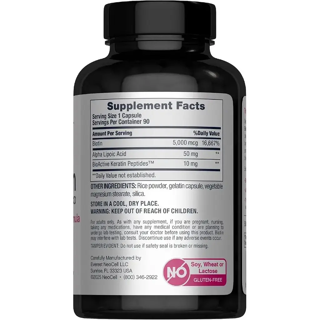 Біотин + кератин з альфа-ліпоєвою кислотою Neocell Biotin + Keratin & Alpha Lipoic Acid 90 капсул - фото 2