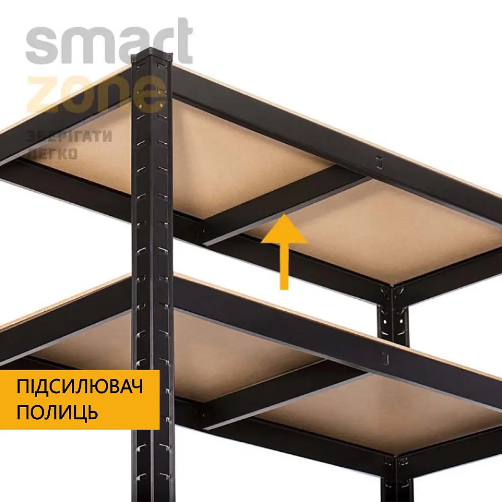 Стелаж металевий 180х90х40 см ЧОРНИЙ 5 полиць МДФ БОНА-4 для дому, комори, на балкон - фото 2