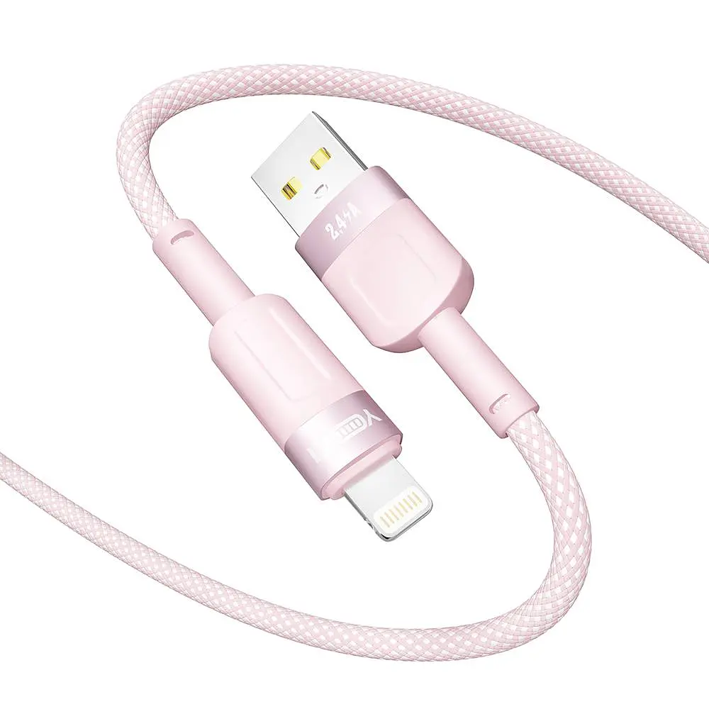 Кабель для заряджання та обміну даними USB Yoki YK-ST41 STYLE Series USB/Lightning 12W 2.4A/5V 1.2 м Рожевий - фото 4