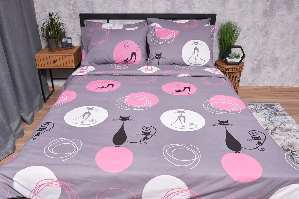 Комплект постельного белья Moon&Star Бязь Gold Люкс Mauve Cats Детский 110x140 см наволочки 2x50x50 см - фото 2