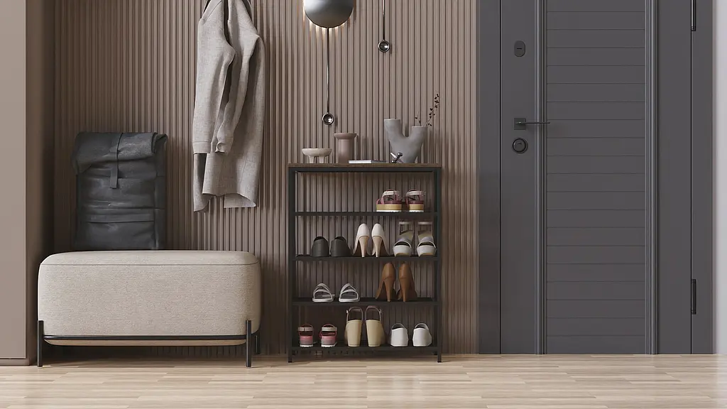 Полиця для взуття Слайм 4 Ferrum-decor 820x630x260 Чорний метал ДСП Дуб Сонома Трюфель 16 мм (FRD-105163) - фото 9