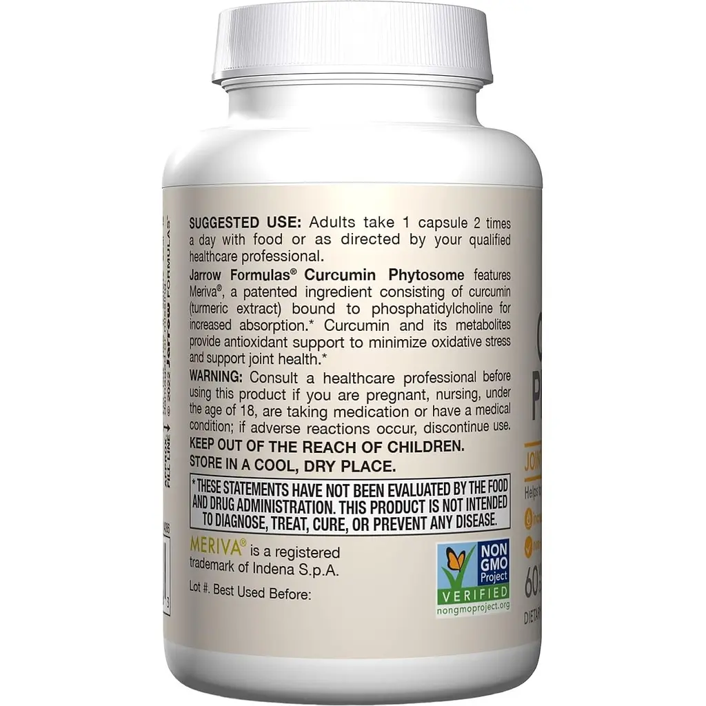 Фітосоми куркуміну Jarrow Formulas Curcumin Phytosome Meriva 500 мг 60 капсул  - фото 3