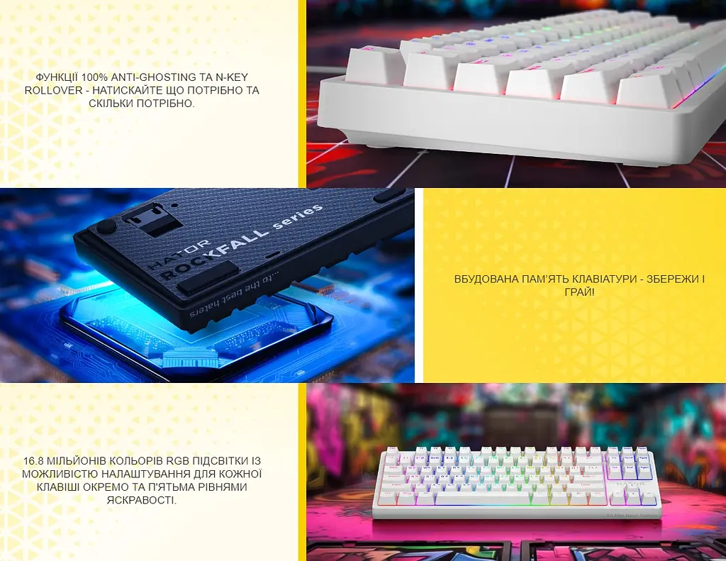 Клавіатура ігрова оптико-механічна HATOR HTK730 Rockfall 2 Kailh Optical Black rev2 - фото 10