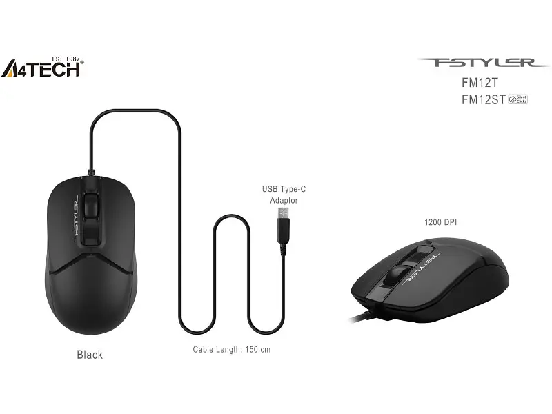 Миша A4Tech Fstyler FM12ST Black - фото 9