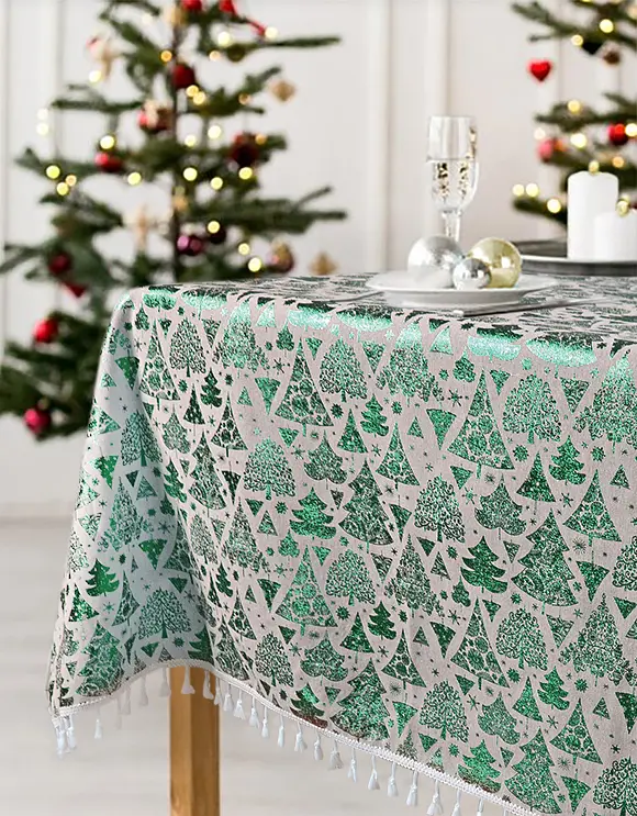 Скатерть Lotus Home - New Year зеленая 140x140 - фото 6