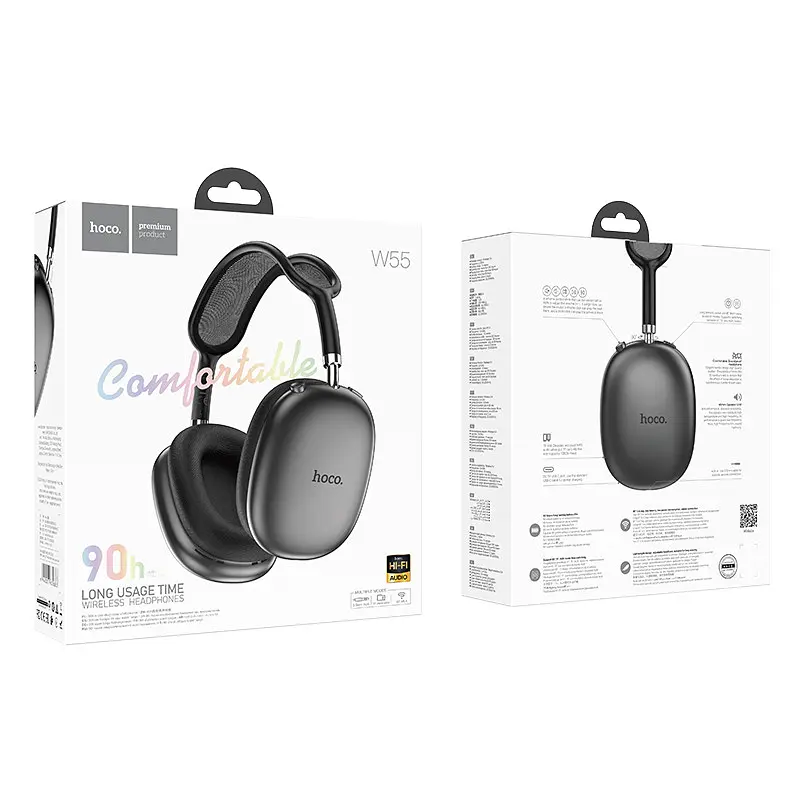 Навушники Hoco Bluetooth W55 Pleasing BT headphones білі чорні - фото 2