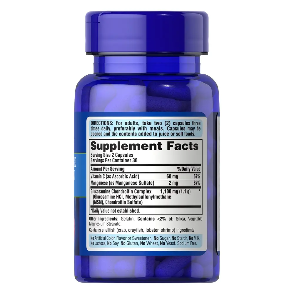 Препарат для суглобів і зв'язок Puritan's Pride Glucosamine Chondroitin Complex 60 капсул - фото 2