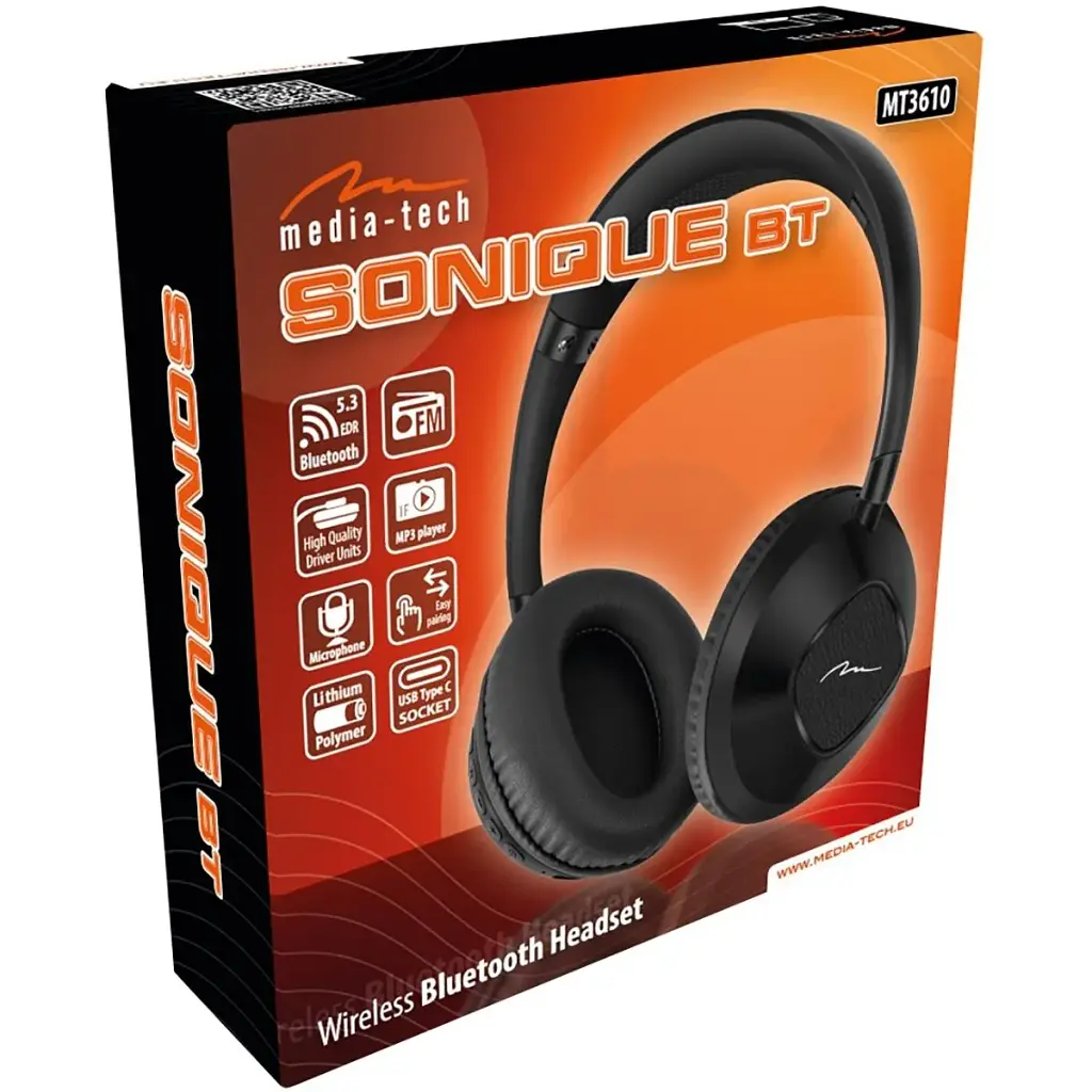 Гарнітура Media-Tech SONIQUE DS-2 Bluetooth+3,5мм, Li-Pol, Black (MT3610) - фото 3