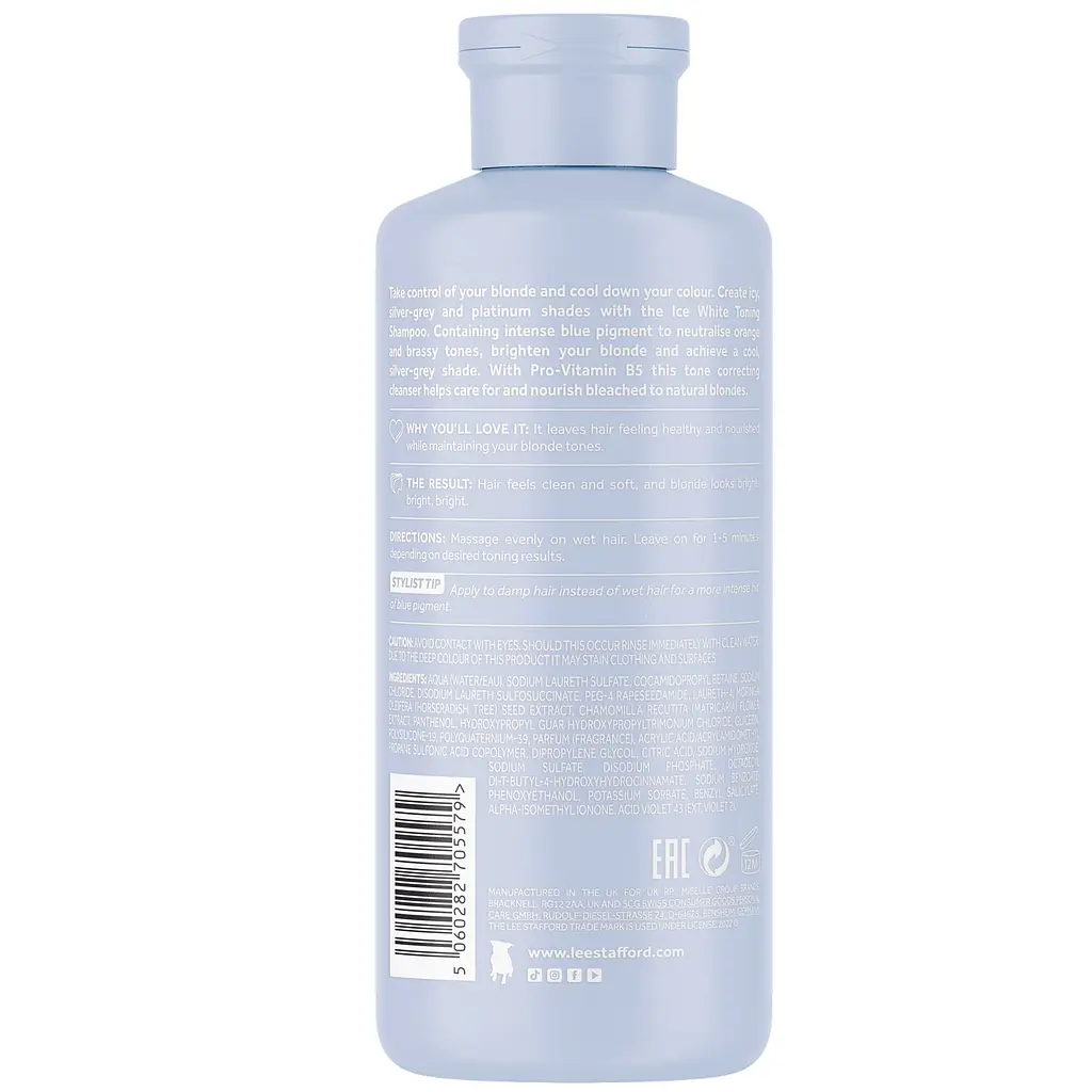 Шампунь для волосся Lee Stafford Bleach Blondes Ice White Toning Shampoo 250 мл - фото 2