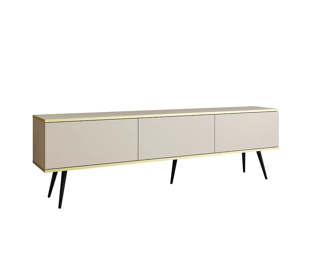 Тумба под телевизор Perfect Home Оро/Oro 3-дверная с черными ножками RTV175 Бежевый (PFH-091337) - фото 3