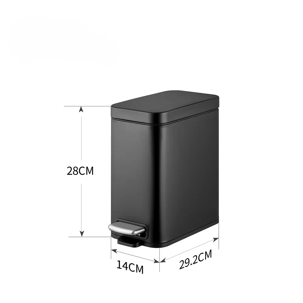 Відро для сміття Mixxus Premium Quadro-TC0105 5 л з плавним закриттям прямокутне Black MI7061, Чорний матовий - фото 2