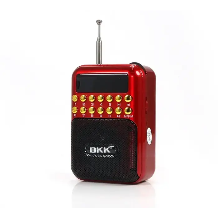 Радіоприймач на акумуляторі переносне радіо червоне з FM USB MicroSD BKK B872 - фото 2