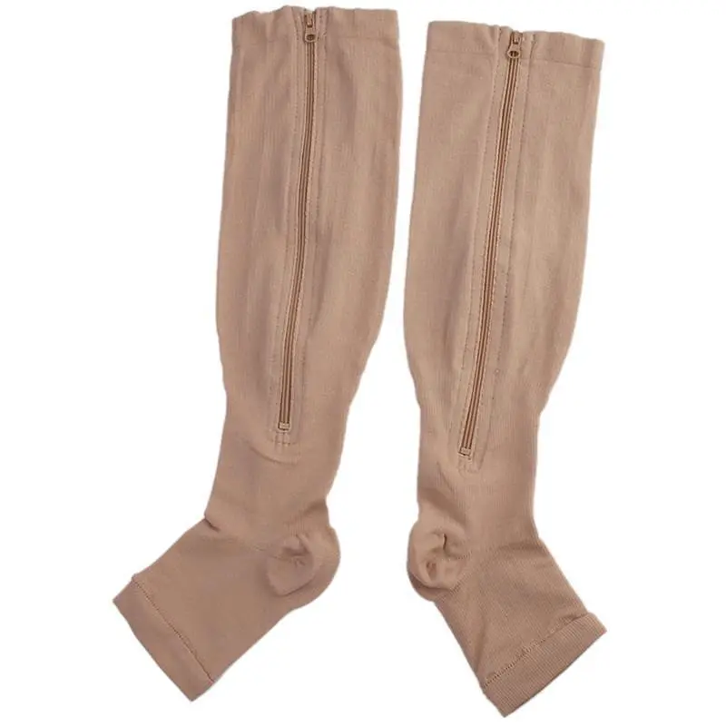 Чулки компрессионные коричневые на молнии размер L/XL гольфы от варикоза Zip-up Compression Socks - фото 3