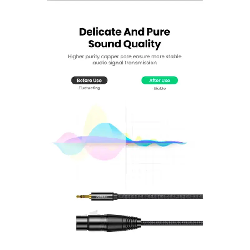 Кабель мультимедійний 3.5mm M to XLR F 2.0m AV182 black Ugreen (20244) - фото 4