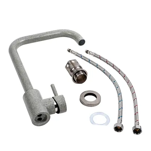 Змішувач кухонний Platinum NS02B (3008B-NA) поворотний одноважільний з нержавіючої сталі сірий (000040468) - фото 2