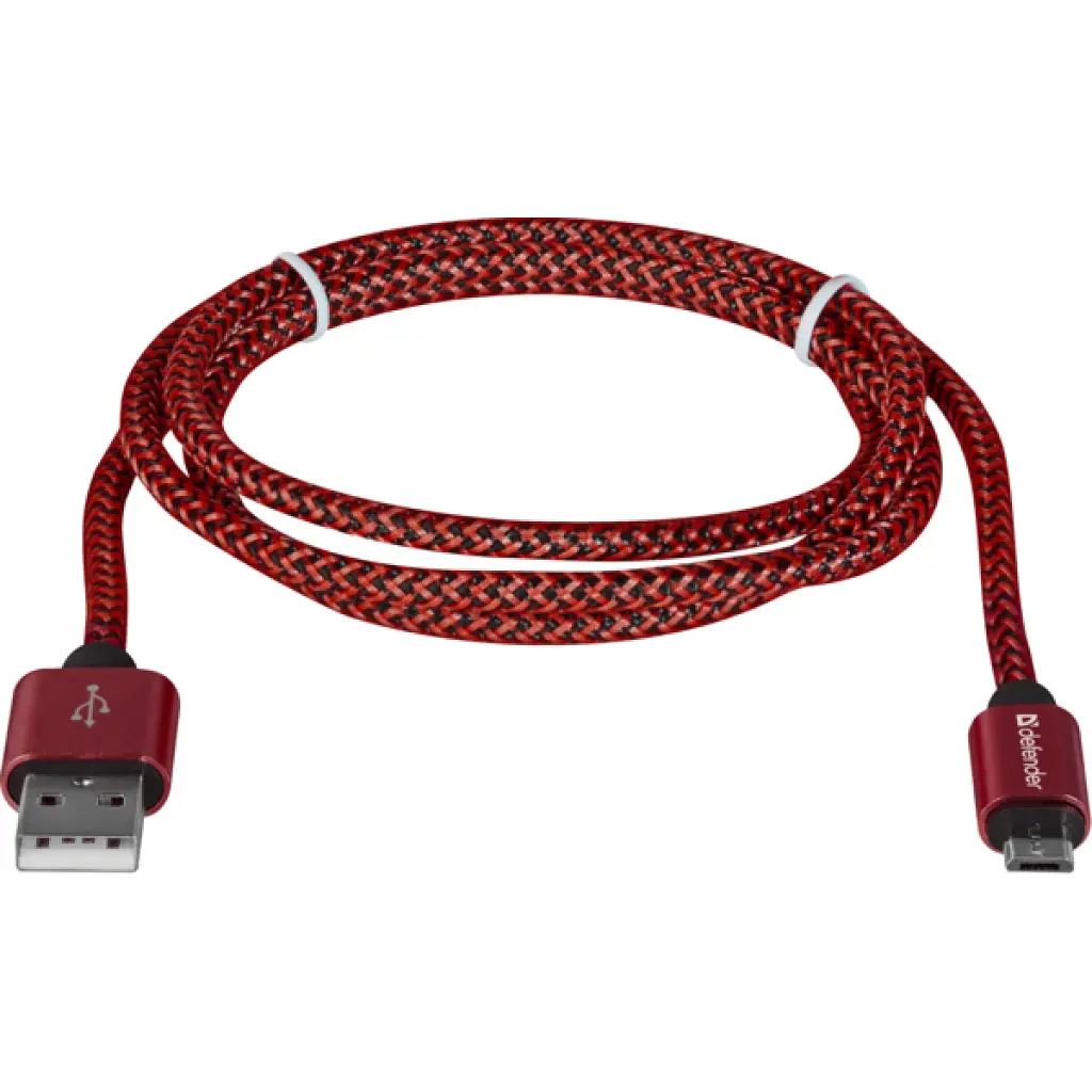 Дата кабель USB 2.0 AM to Micro 5P 1.0m USB08-03T red Defender (87801) - фото 2