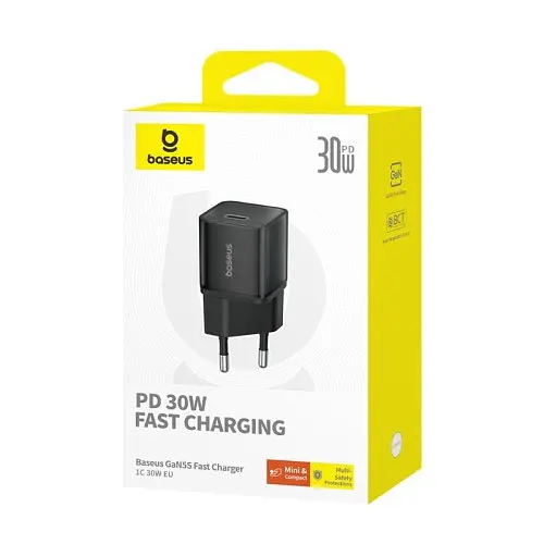 Сітчасте зарядне пристрій Baseus GaN5S Fast Charger 1C 30W EU чорний P10162504113-00 - фото 5
