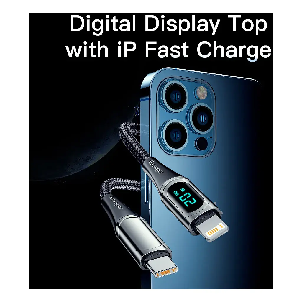 Дата кабель USB-C to Lightning 2.0m 20W Digital Display black Essager (EXCTL-YDA01) - фото 8