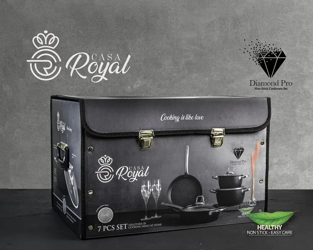 Набір посуду Casa Royal P-UKR 20100 "Greblon Diamond Pro" Black 7 предметів - фото 4