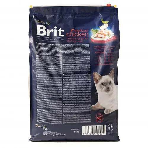 Сухий корм Brit Premium Cat by Nature Sterilised для стерилізованих кішок, з куркою, 8 кг - фото 3