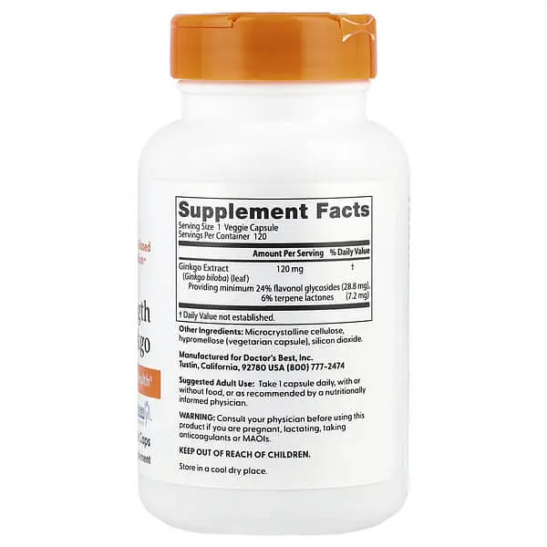 Гинкго Билоба Ginkgo 120 mg 120 Veggie Caps Doctor's Best vit0006154 - фото 2