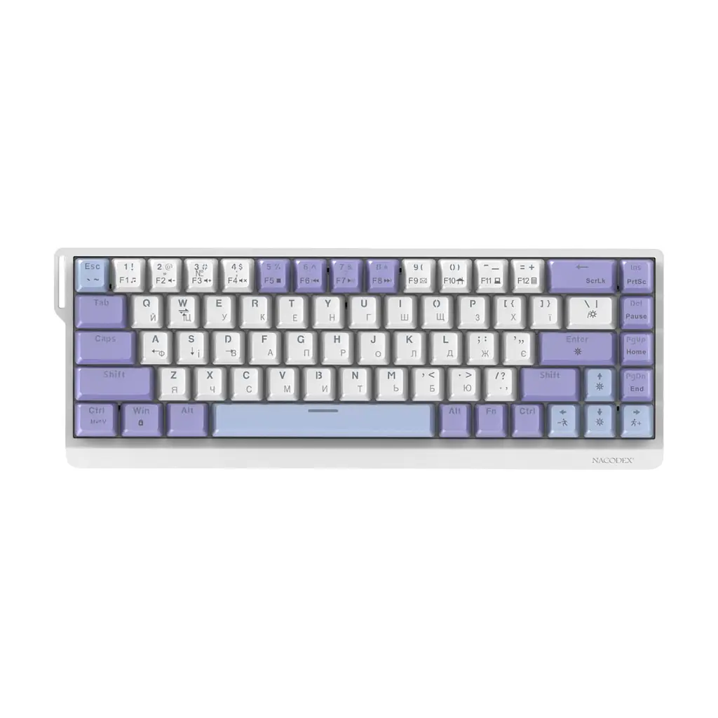 Клавіатура Ajazz NacodeX NK68 V2 Red Switch LED USB UA Purple/White/Blue (NK68-V2-R-PWB) - фото 3