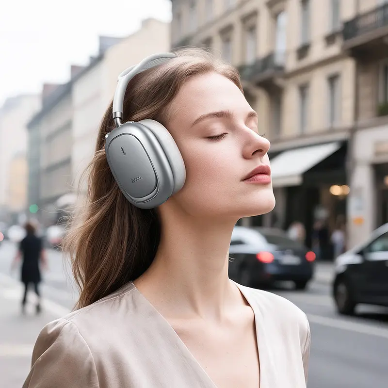 Бездротові накладні навушники HOCO W68 Calma ANC noise-canceling BT headphones(App) Silver (6942007674010) - фото 4