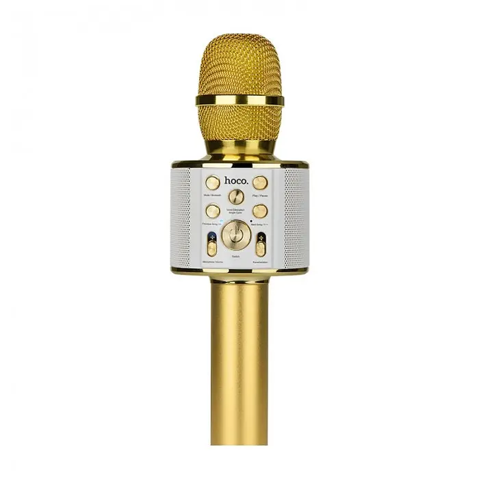 Беспроводной караоке микрофон золотистый HOCO BK3 Cool sound Bluetooth микрофон для караоке - фото 3