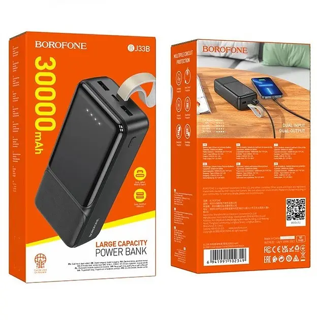 Портативний акумулятор Borofone BJ33B Creed 30000 mAh зовнішній чорний - фото 4