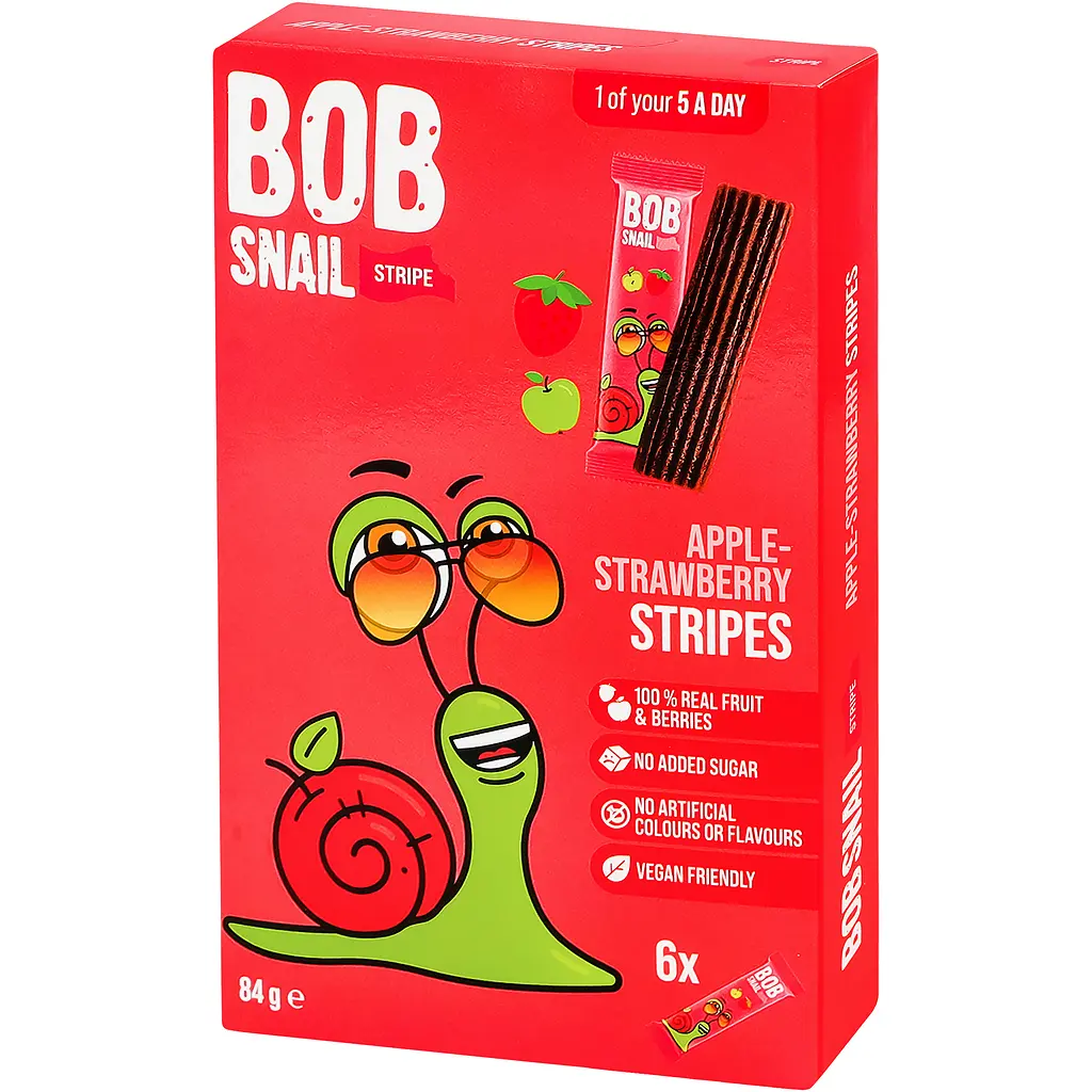 Цукерки фруктово-ягідні Bob Snail Яблучно-полуничний страйп 84 г (6 шт. х 14 г) - фото 4