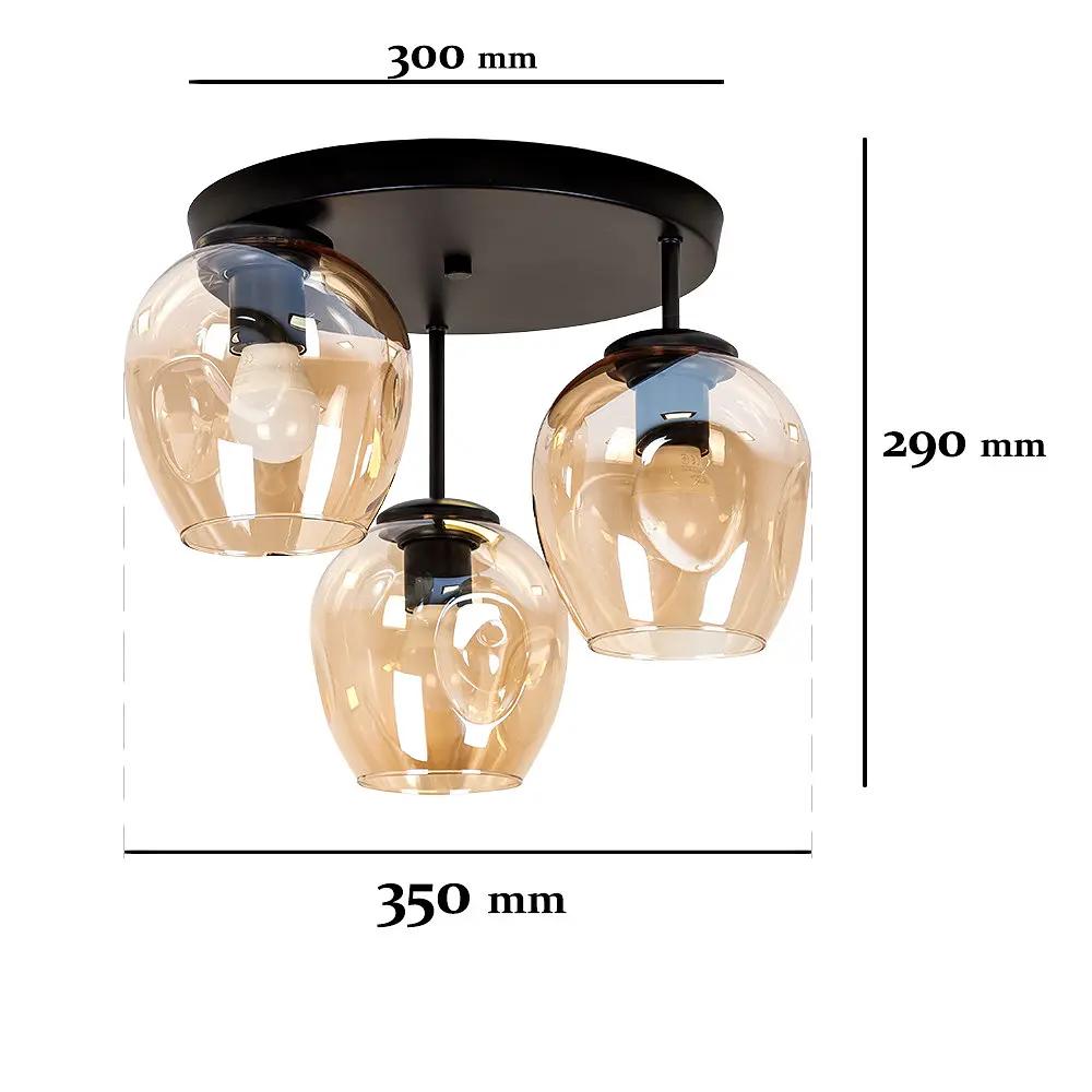 Люстра стельова Levistella 756HPR0231F-3 BK+BR (300), 3 лампи, E27, чорний+коричневий, метал+скло, сучасний стиль для дому - фото 2