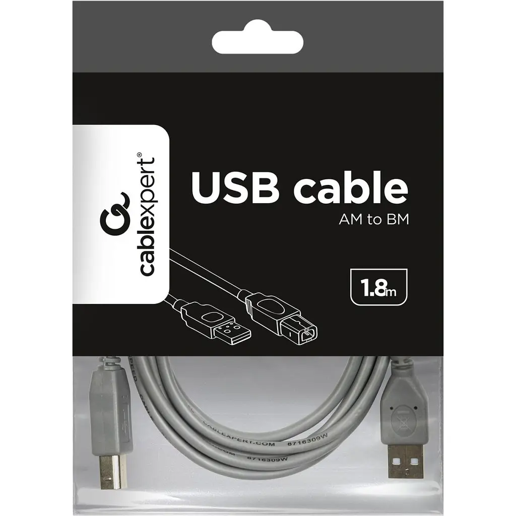 Кабель Cablexpert USB 2.0 AM/BM 1.8 m Grey [CCP-USB2-AMBM-6G] [119042] - фото 4