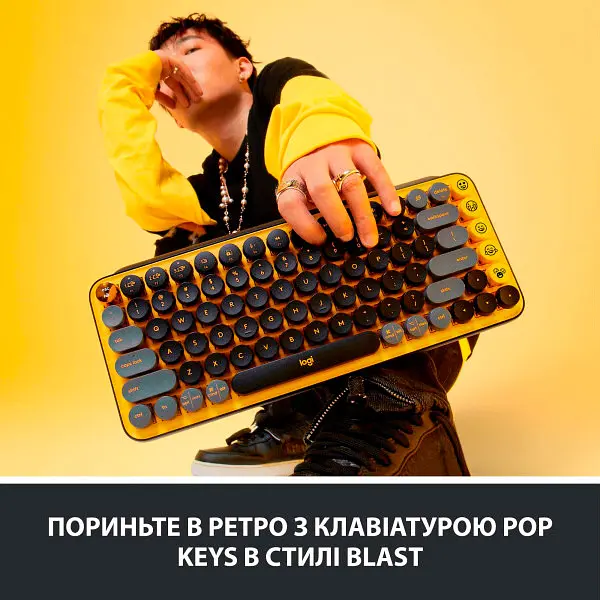 Клавиатура Logitech POP Keys Wireless Mechanical Keyboard Blast Yellow UA [920-010735] [94267] - фото 6