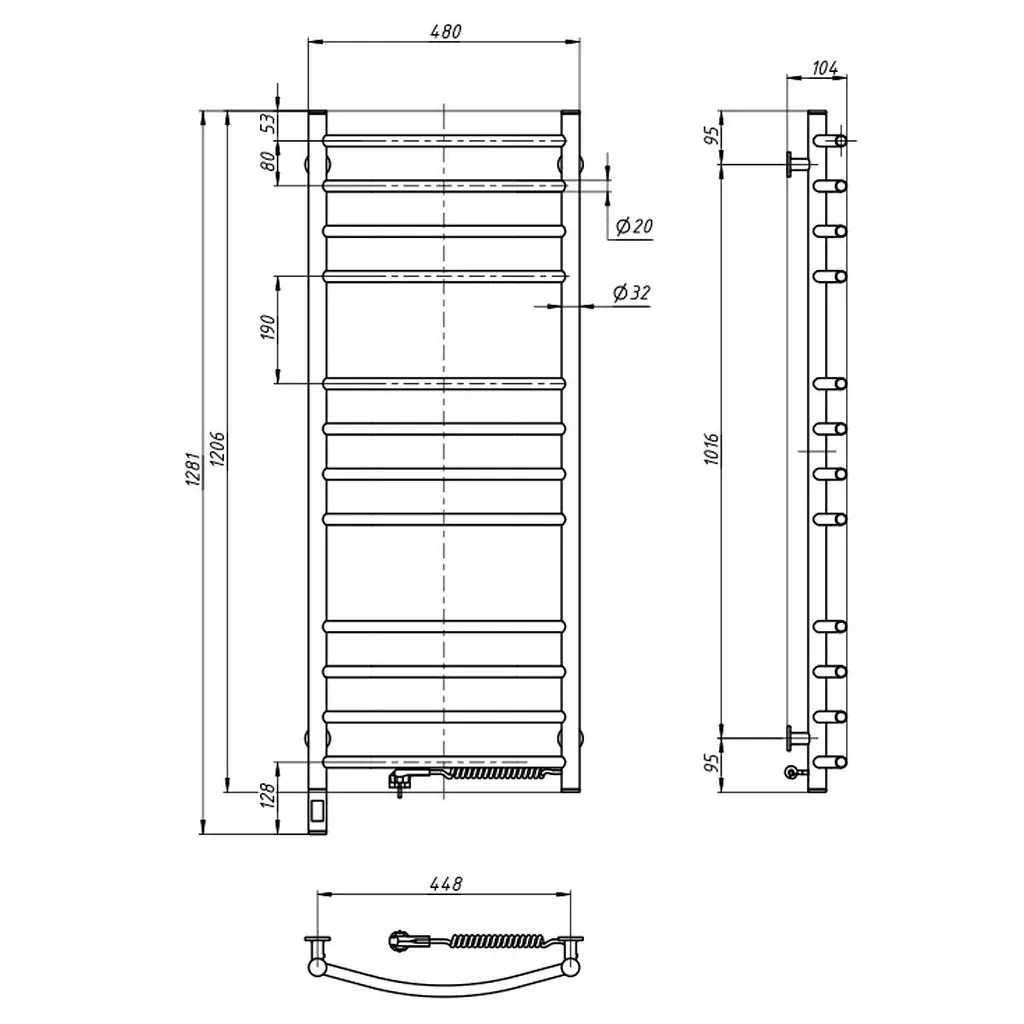 Електрична рушникосушка Navin Камелія 480x1200 Sensor права з таймером, чорний муар 10-043153-5010, Чорний матовий, Праве, Електронний - фото 5