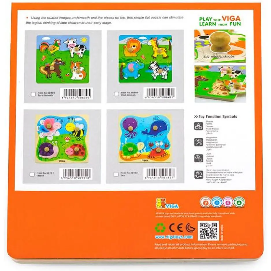 Дерев'яна рамка-вкладиш Viga Toys Комахи 4 елементи (50131) - фото 2