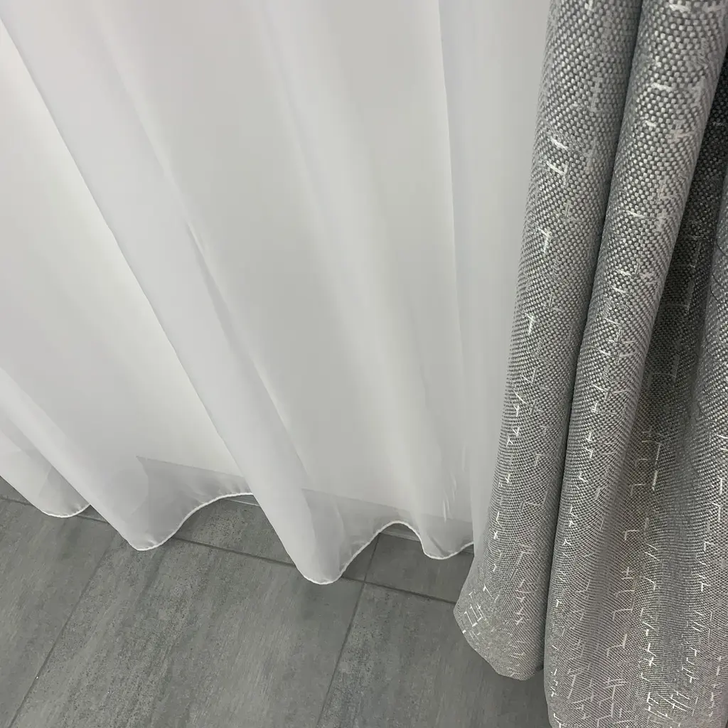 Льняні мармурові блекаут штори світло-сірого кольору 2шт. 150х270 з білим шифоновим тюлем 400х270, на ALBO pbe0052671 - фото 7