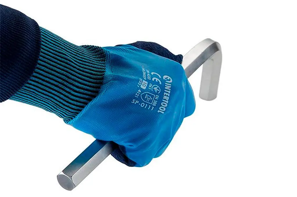 Рукавички робочі захисні Intertool нітрилова пориста 10" блакитна (в упаковці 3 шт.) - фото 4