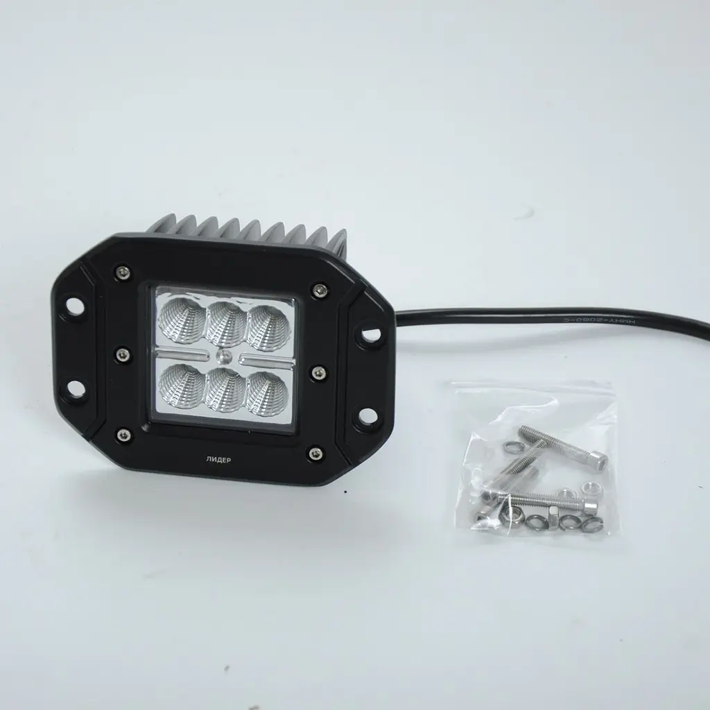 Світлодіодна додаткова LED фара 18W (3W x 6) 10-30V 121x91x80 mm ближній (Врізна) (15-18W) 1 шт. (3039) - фото 3