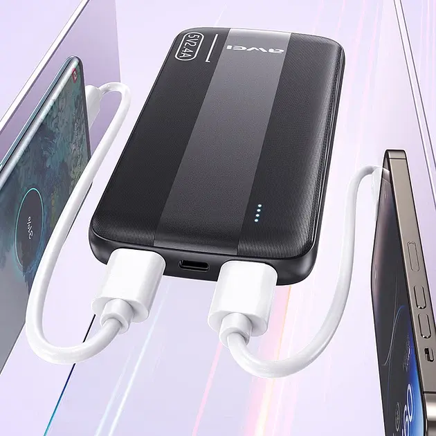 Портативний акумулятор AWEI P20K 10000 mAh 2USB / Повербанк для телефону - фото 2