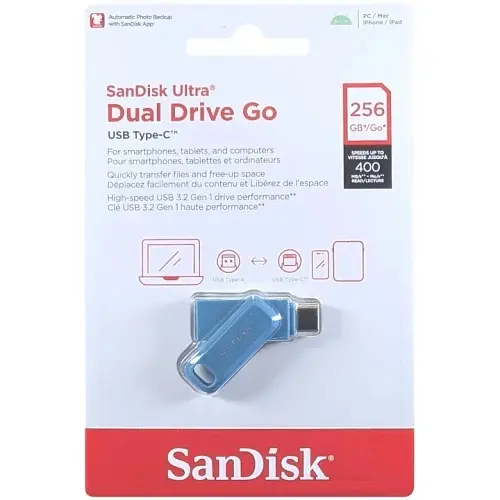 Флеш-накопичувач USB 256Gb Ultra Dual Go, Navagio Bay, Type-C / USB 3.2 Gen 1, до 400 МБ/с SanDisk teh0029088 - фото 3